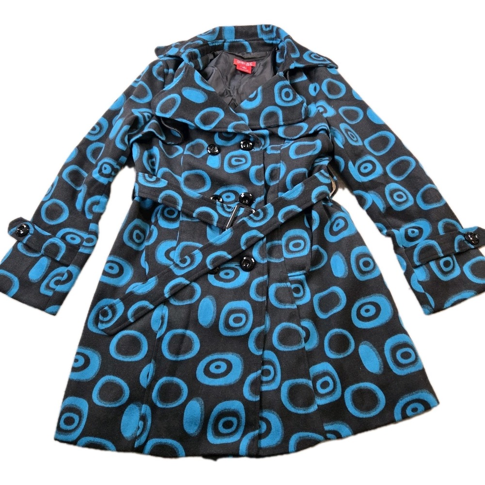Dislay‎ Paris Women's Pea Coat Double Breasted Lined Belted Size Medium